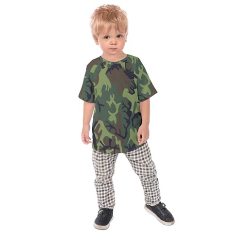Military Camouflage Pattern Kids Raglan Tee by BangZart