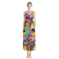 Monster Patterns Button Up Chiffon Maxi Dress by BangZart