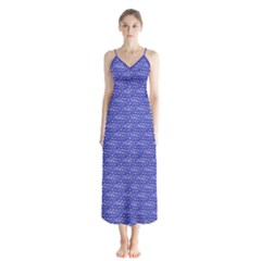 Blue Scales Button Up Chiffon Maxi Dress by Brini