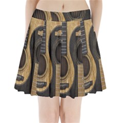 Old And Worn Acoustic Guitars Yin Yang Pleated Mini Skirt by JeffBartels