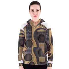Old And Worn Acoustic Guitars Yin Yang Women s Zipper Hoodie by JeffBartels