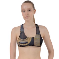 Old And Worn Acoustic Guitars Yin Yang Criss Cross Racerback Sports Bra by JeffBartels