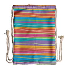 Colorful Horizontal Lines Background Drawstring Bag (large) by TastefulDesigns
