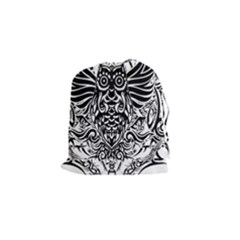 Tattoo Tribal Owl Drawstring Pouches (small)  by Valentinaart