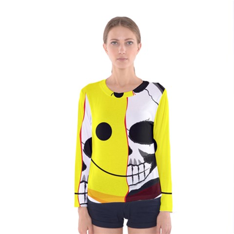 Skull Behind Your Smile Women s Long Sleeve Tee by BangZart