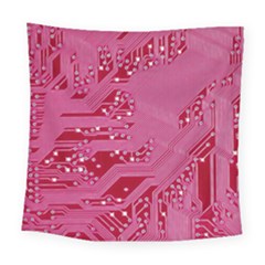 Pink Circuit Pattern Square Tapestry (large) by BangZart