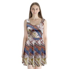 Fractal Circles Split Back Mini Dress  by BangZart