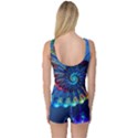 Top Peacock Feathers One Piece Boyleg Swimsuit View2