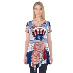 Independence Day United States Of America Short Sleeve Tunic  by BangZart