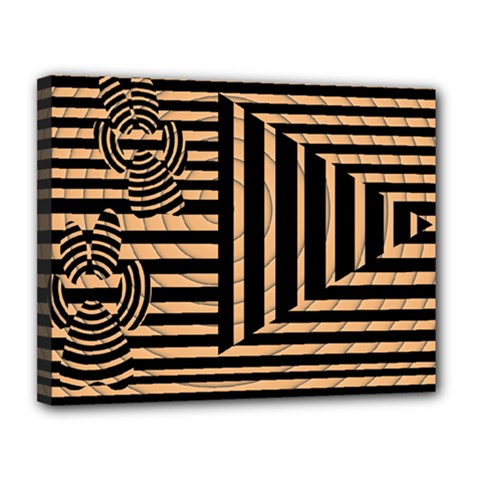 Wooden Pause Play Paws Abstract Oparton Line Roulette Spin Canvas 14  X 11  by BangZart