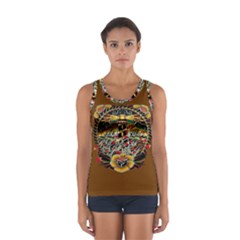 Tattoo Art Print Traditional Artwork Lighthouse Wave Sport Tank Top  by BangZart