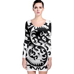 Ying Yang Tattoo Long Sleeve Bodycon Dress by BangZart