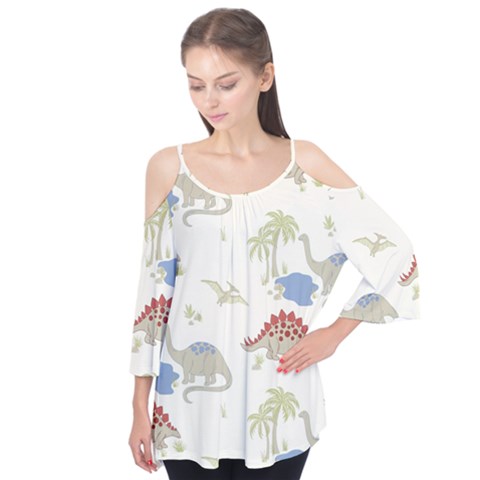 Dinosaur Art Pattern Flutter Tees by BangZart