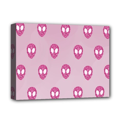 Alien Pattern Pink Deluxe Canvas 16  X 12   by BangZart