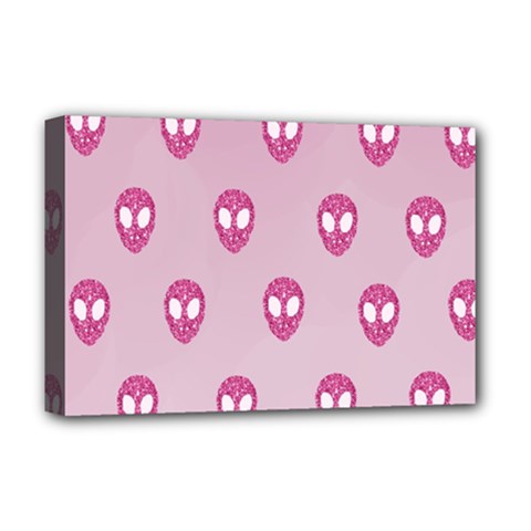 Alien Pattern Pink Deluxe Canvas 18  X 12   by BangZart