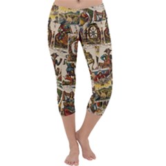 Tarot Cards Pattern Capri Yoga Leggings by Valentinaart