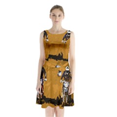 Motorsport  Sleeveless Waist Tie Chiffon Dress by Valentinaart