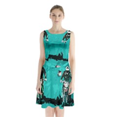 Motorsport  Sleeveless Waist Tie Chiffon Dress by Valentinaart