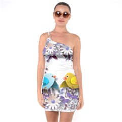 Flowers Floral Flowery Spring One Soulder Bodycon Dress by Nexatart
