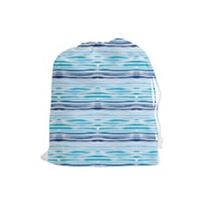 Watercolor Blue Abstract Summer Pattern Drawstring Pouches (large)  by TastefulDesigns