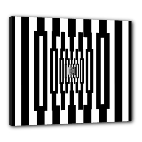 Black Stripes Endless Window Canvas 24  X 20  by designworld65