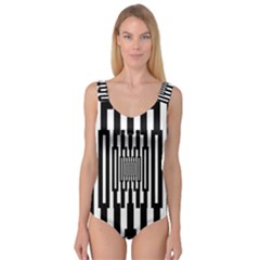 Black Stripes Endless Window Princess Tank Leotard  by designworld65