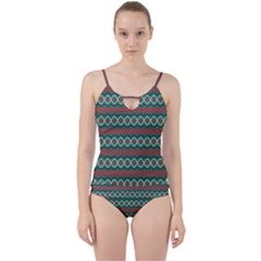 Ethnic Geometric Pattern Cut Out Top Tankini Set by linceazul
