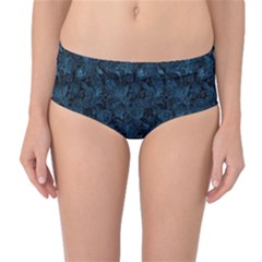 Blue Flower Glitter Look Mid-waist Bikini Bottoms by gatterwe