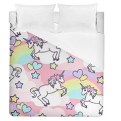 Unicorn Rainbow Duvet Cover (queen Size) by Nexatart