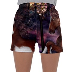 Steampunk Wonderful Wild Horse With Clocks And Gears Sleepwear Shorts by FantasyWorld7