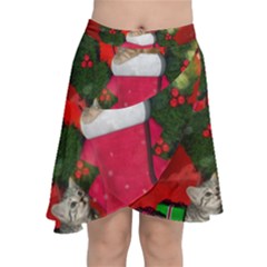 Christmas, Funny Kitten With Gifts Chiffon Wrap by FantasyWorld7