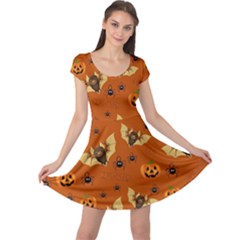 Bat, Pumpkin And Spider Pattern Cap Sleeve Dress by Valentinaart