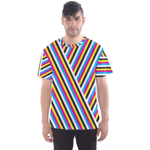 Lines Chevron Yellow Pink Blue Black White Cute Men s Sports Mesh Tee by Mariart