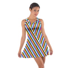 Lines Chevron Yellow Pink Blue Black White Cute Cotton Racerback Dress by Mariart
