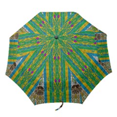 Rainbows Rain In The Golden Mangrove Forest Folding Umbrellas by pepitasart