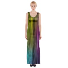 Rainbow Bubble Curtains Motion Background Space Maxi Thigh Split Dress by Mariart