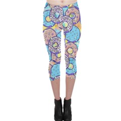 Donuts Pattern Capri Leggings  by ValentinaDesign