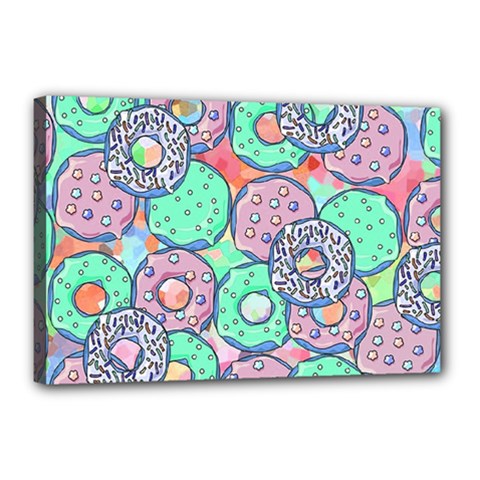 Donuts Pattern Canvas 18  X 12  by ValentinaDesign
