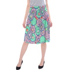 Donuts Pattern Midi Beach Skirt by ValentinaDesign