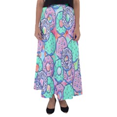 Donuts Pattern Flared Maxi Skirt by ValentinaDesign