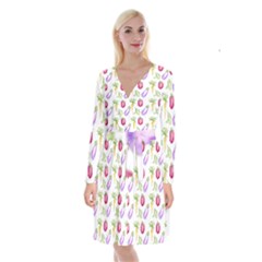Vegetable Pattern Carrot Long Sleeve Velvet Front Wrap Dress by Mariart
