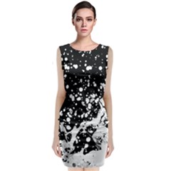 Black And White Splash Texture Sleeveless Velvet Midi Dress by dflcprints