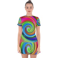 Rainbow Twist Drop Hem Mini Chiffon Dress by norastpatrick