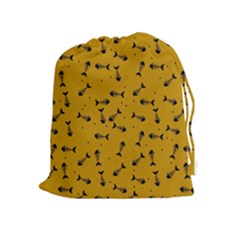 Fish Bones Pattern Drawstring Pouches (extra Large) by ValentinaDesign