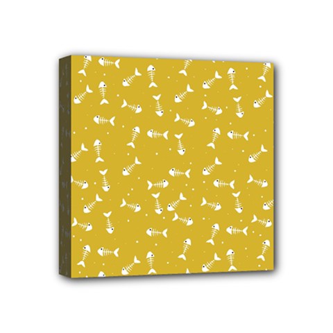 Fish Bones Pattern Mini Canvas 4  X 4  by ValentinaDesign