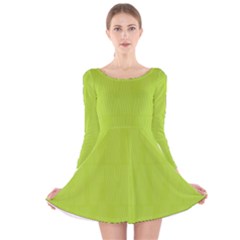 Line Green Long Sleeve Velvet Skater Dress by Mariart