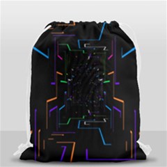 Seamless 3d Animation Digital Futuristic Tunnel Path Color Changing Geometric Electrical Line Zoomin Drawstring Bag (small) by Mariart