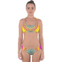Triangle Orange Pink Cross Back Hipster Bikini Set View1