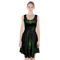 Space Green Hypnotizing Tunnel Animation Hole Polka Green Racerback Midi Dress by Mariart
