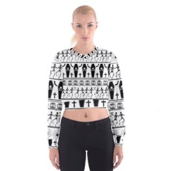 Halloween Pattern Cropped Sweatshirt by ValentinaDesign